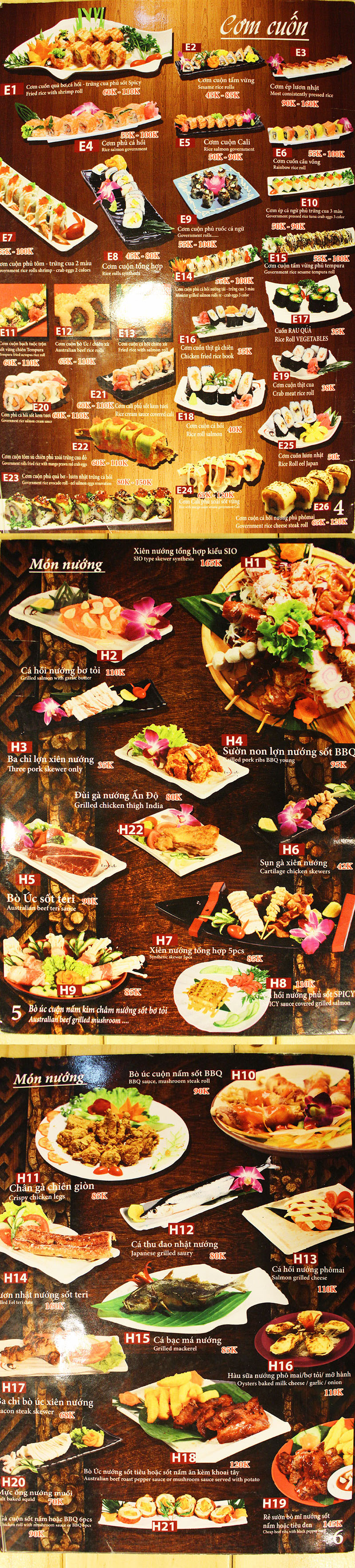 Menu Sio Sushi - Tống Duy Tân 2 